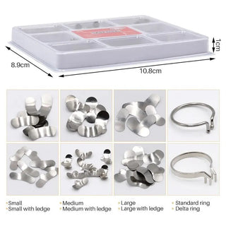 100pcs Dental Set of Matrix Sectional Contoured Metal Matrices + 2 Rings