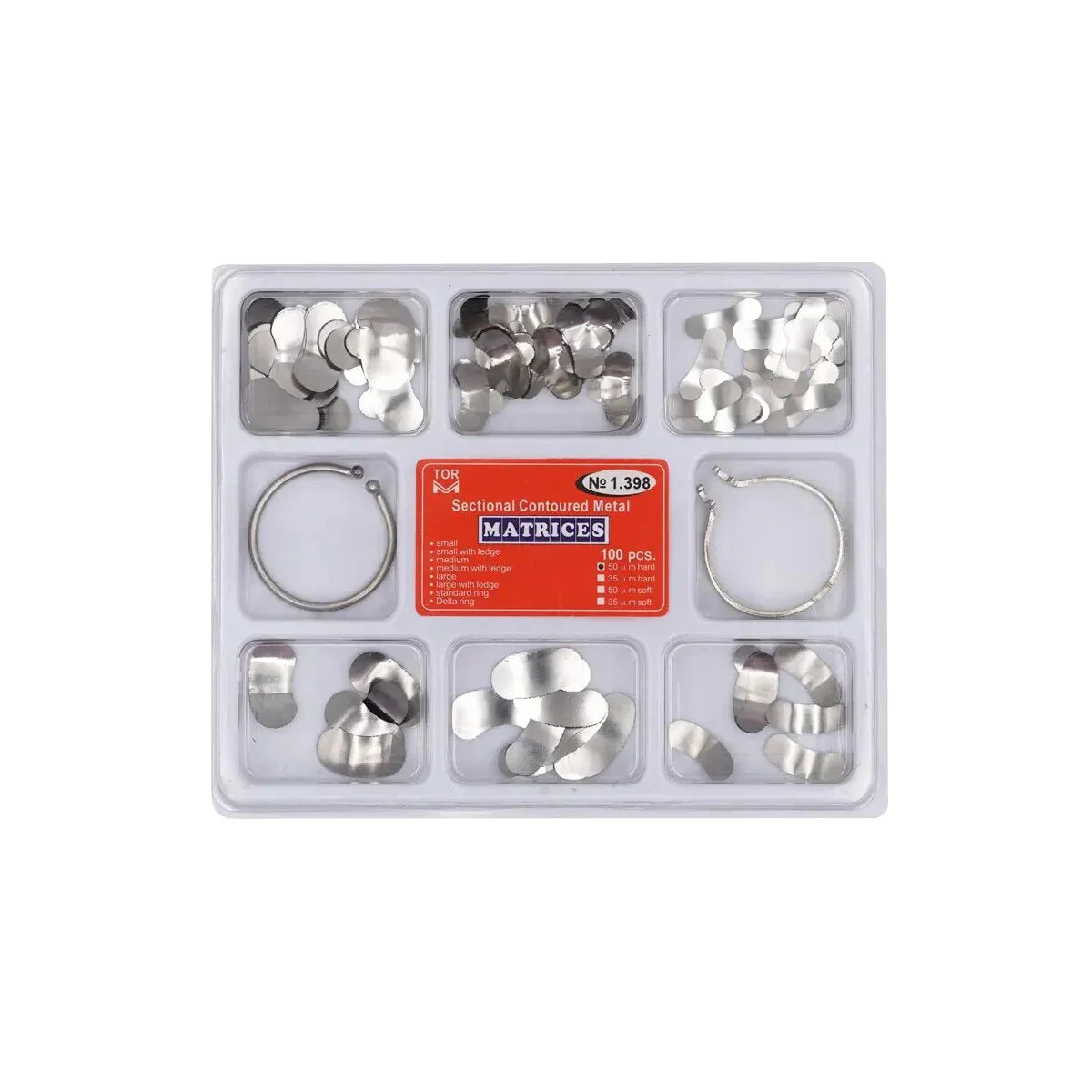 InstruDent Russia Tor VM Sectional Contoured Metal Matrices Kit (100 Pcs) with Rings & Wedges (1.498) | Durable Dental Matrices for Restorations | Precision Fit, Secure & Easy to Use InstruDent Russia Tor VM Sectional Contoured Metal Matrices Kit (100 Pcs) with Rings & Wedges (1.498) | Durable Dental Matrices for Restorations | Precision Fit, Secure & Easy to Use